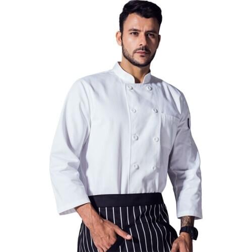Long Sleeve White Single Breasted Chef Coat Men and Women Fashion Double Breasted Cook Jacket Hotel Chefs Master Cheap Uniform