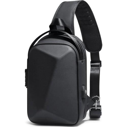 OZUKO Mens Bag Shoulder Bag Multifunction Anti-theft No key Waterproof Male Crossbody Cags Short Trip Chest Pack Hard shell bag