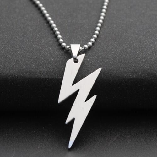 Stainless Steel Flash Lightning Symbol Sign Charm Necklace Movie Character Superhero Natural Weather Thunder Bolt Necklaces