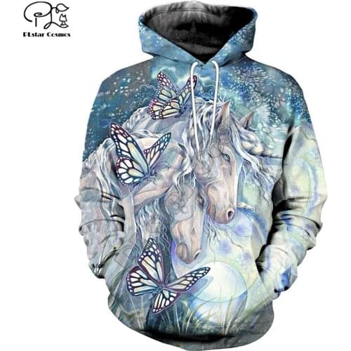 PLstar Cosmos Beautiful Colorful Horse 3D Printed Hoodies Sweatshirts Zip Hooded For Men And Women Casual Streetwear Style-D14