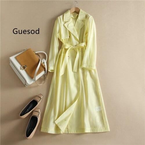 Women Trench Coat Sunscreen Medium Length Summer Classic Double Breasted Turn-Down Collar Elegant Thin Outwear Female New Arrive