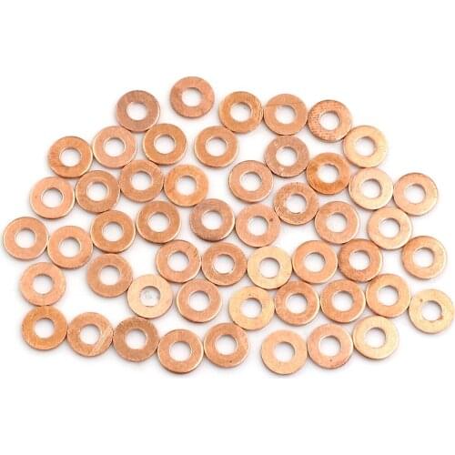 Uxcell 50 Pcs 4mm Inner Diameter Copper Washers Flat Sealing Gaskets Rings for Car