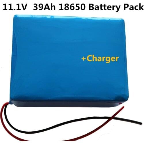 High quality battery pack 39ah 11.1V 12V 40ah 18650 lithium battery pack for solar lightings device Sweeper Speaker+3A charger