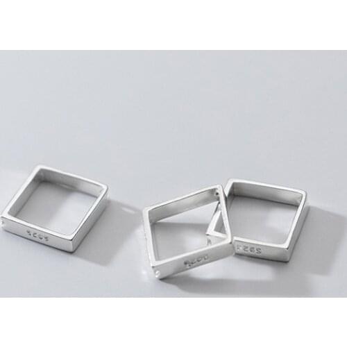 Lo Paulina S925 Jewelry Findings Square Frame For DIY Beading Spacer Solid Sterling Silver Birthday Gifts Making