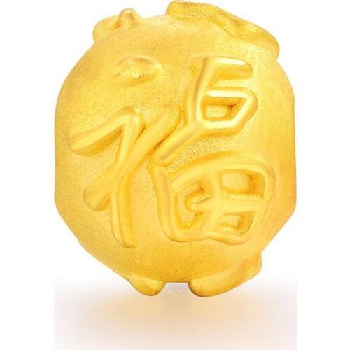 Pure 24K Yellow Gold Bracelet Women Fu Ball Weave String Bracelet 0.62g