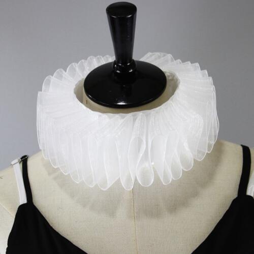 Women Renaissance Elizabethan Ruffled Fake Collar Chiffon Retro Clown Neck Ruff