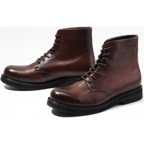 Winter New arrival Retro worker Boots for men short casual Men shoes Lace up Genuine Leather Ankle Mens Boots