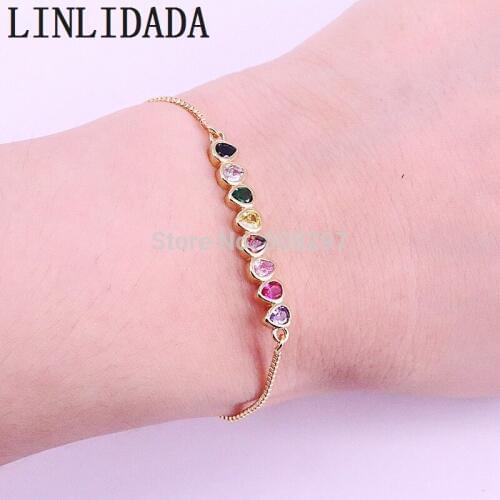 10Pcs Shiny Rainbow CZ Micro Pave Connector Bracelet, Cubic Zirconia Jewelry Charm Bracelets