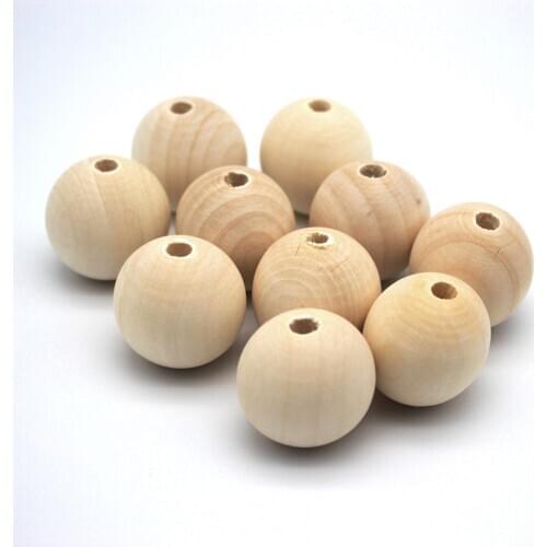 30mm Natural Spacer large Round Wooden Beads Necklaces Bracelet Accessories for women Jewelry Making DIY wooden ball beads