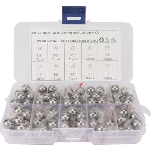 100/25/10 Pack Precision Steel Bearing Ball 3/8 inch G25 with Plastic Box Metric Precision Chrome Steel Bearing Ball