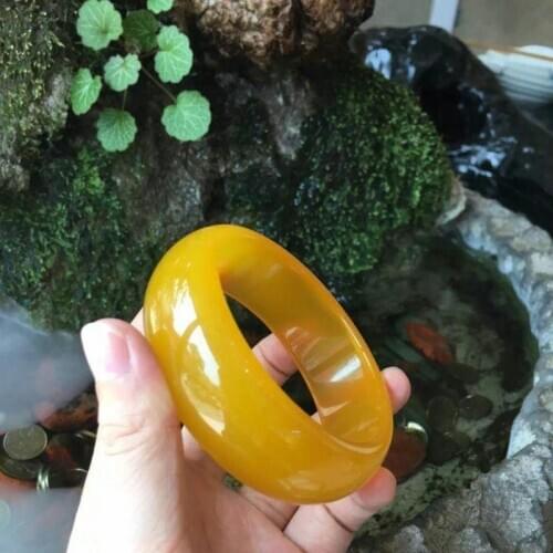 100% real jade bangles yellow chalcedony retro high-grade women bangle jade bracelet bangles jade Bangles Lady Party Gift