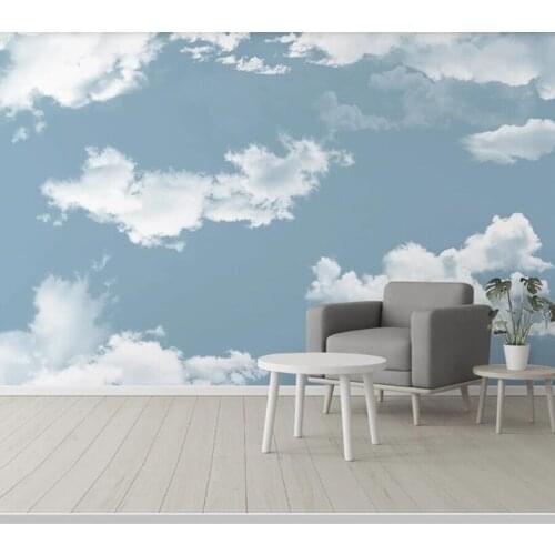 Papel de parede Medieval nostalgic retro blue sky white cloud 3d wallpaper mural,living room bedroom wall papers home decor