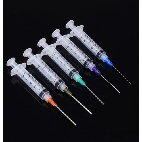 5pcs For Glue Oil Ink Syringe Crimp Sealed-Blunt Chemical Needle Tips 5ml Capacity Transparent Plastic Syringes