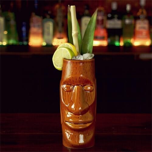 500ml Ceramic Tiki Mug Creative Porcelain Beer Wine Mug Cup Bar Tool