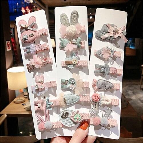 6PCS Korean Childrens Fabric Flower Animal Fruit Cartoon Hairpin Hair Accessories Girl Baby Set Headdress Cute Crown Side Clip