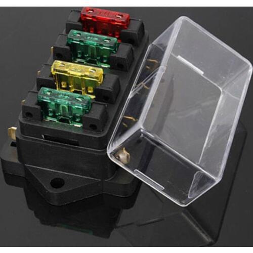 DC 24V 4 Way Fuse Block Holder Box Automotive Car Trailer Auto Circuit Blade Fuse Box With 4pcs Fuse