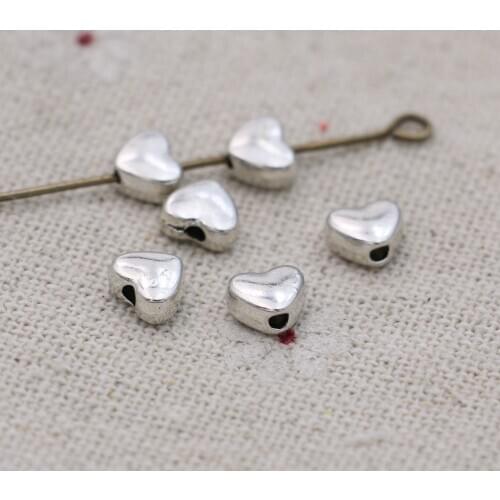 Heart Spacer Beads Antique Silver Plated Loose Beads for Jewelry Making Bracelet Jewelry Accessories Handmade DIY Craft 40pcs