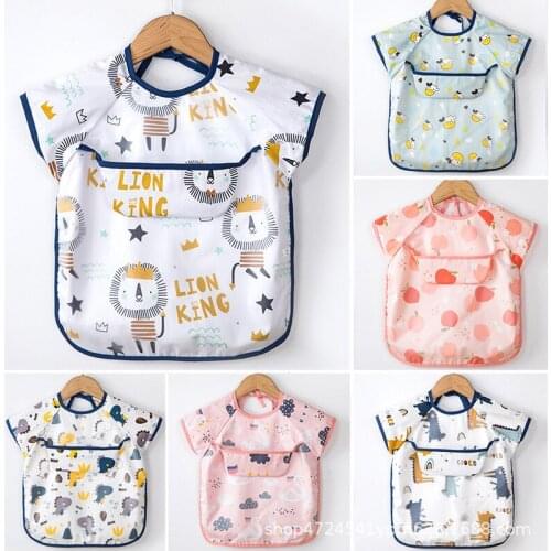 Baby Bibs Waterproof Apron Sleeveless Light Stain Resistant Art Smock Solid Food Self Feeding for Kids Chest Protection Feeding