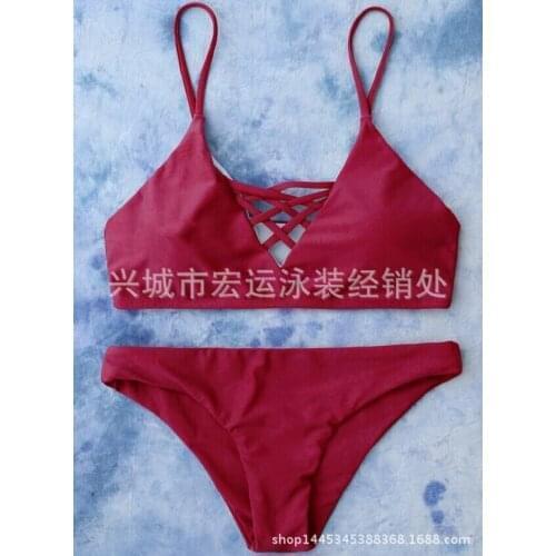 By dhl 50pcs Push Up Swimwear Brazilian Style Bikinis Sets Women Lace Up Bikini Sexy Bandage Solid Color Beachwear Bathing Suits