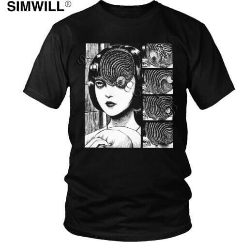Harajuku Uzumaki Junji Ito T Shirt Men Cotton Japanese Horror Manga Tomie T-shirt Short Sleeve Summer Designer Tee Tops Gift