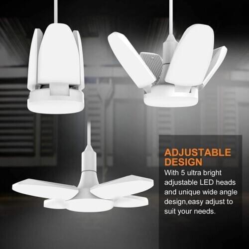 38W LED Garage Light Deform Light Foldable Fan Blade Pendant Light E27 Bulb 360 Degrees Angle Adjustable Ceiling Lamp 85-265V