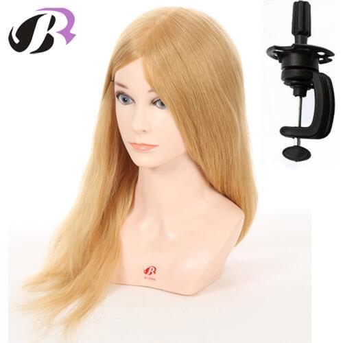 Hot Sale Blonde 20" 100% Natural Human Hair Training Head for Hairdressers Hairstyles Training Mannequin Head Doll With Shoulder