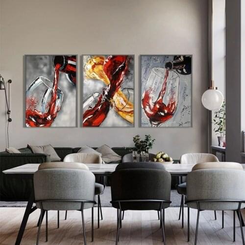 The Red Wine In Glass Whisky Painting Retro Mural Pictures On Abstract Canvas Print Wall Art Poster For Bar Decoration Cuadros