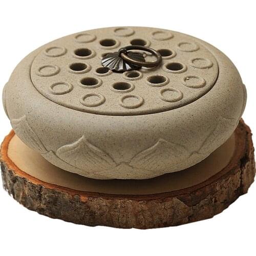 Chinese Style Incense Burner Small Ceramic Retro Lotus Design Incense Burner Creative Rustic Box Kadzielnica House Decor EI50IB