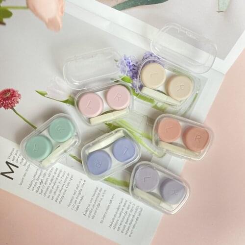 Simple Candy Color Compact Contact Lens Box Partner Box Cosmetic Contact Lens Care Box Storage Organizer Cosmetic Contact Box