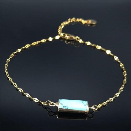 2020 Fashion Natural Stone Stainless Steel Foot Accessories Gold Color Leg Bracelet Women Jewelry pulseras para pie AXS04