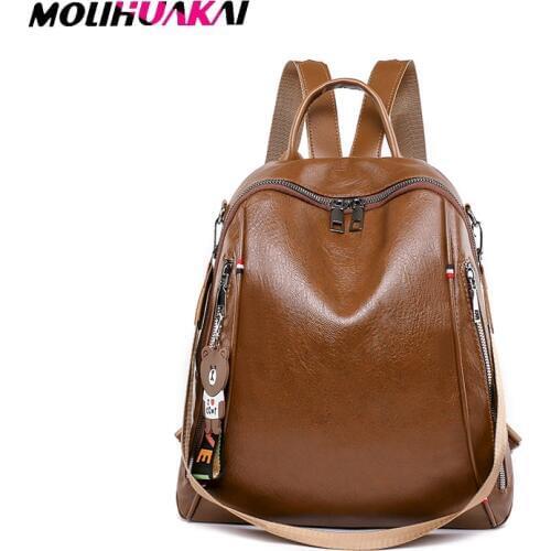 New Fashion Women Leather Backpack Sac A Dos Ladies Bagpack School Bags for Teenager Girls Backpacks Travel Bag Mochila Feminina