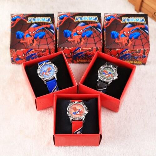 Cartoons Spiderman fashion Childrens leather strap Childrens Quartz Watch student Superhero watch boy Watch Teen Watch Gift