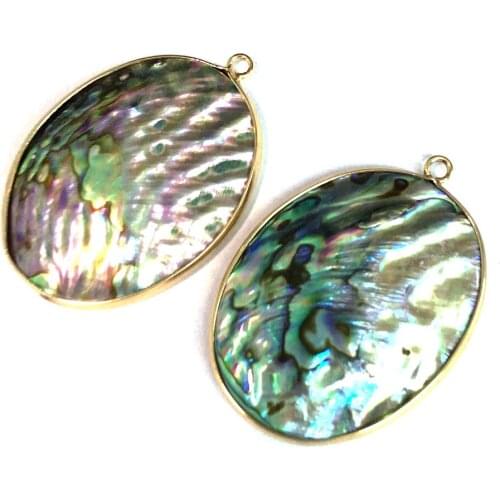 Natural Egg-Shaped Abalone Shell Pendant With Brilliant Colors For Jewelry Making DIY Necklace Gifts 30x60-30x70mm