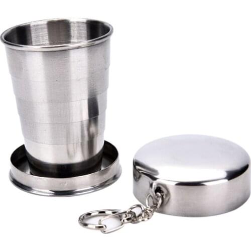 New 75ml Stainless Steel Camping Folding Cup Traveling Outdoor Camping Hiking Mug Portable Collapsible Foldable Cup Bottle