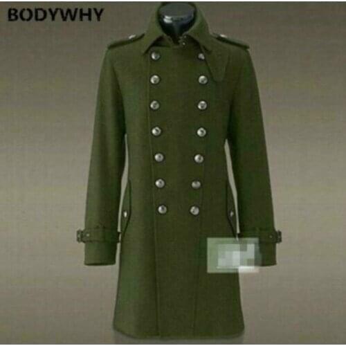 2020 Autumn Winter New Mens Military Wool Outerwear Fashion Warm Cashmere Overcoat Double Breasted Trench Long Coat Jacket