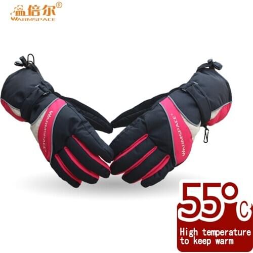 Warmspace Rechargeable Battery Heated Gloves, Full Fingers Heating Winter Gloves Men Women Windproof Waterproof Tactical Mittens