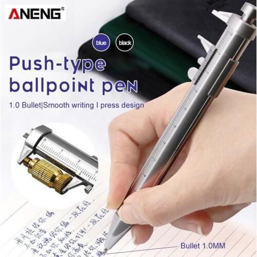 Plastic Vernier Ballpoint Pen Caliper With Multi-Purpose Roller Adjustment Calipers 0.5mm Refill Replaced Measuring Ruler Tool