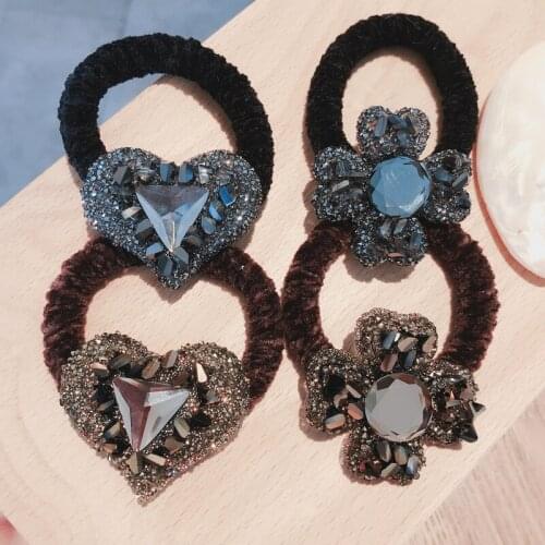 Colorful Geometric Crystal Rhinestone Elastic Hair Bands Rubber Band Hair Accessories For Girls Hair Ties Gum for Hair