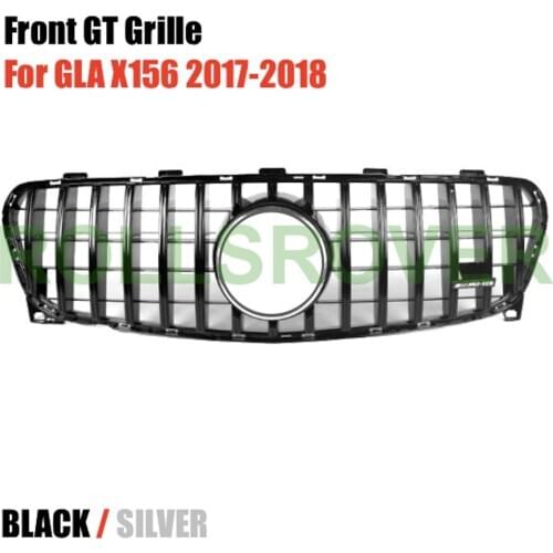ROLLSROVER Front Bumper GT Grille Grill For GLA X156 2016-2018 Black Silver