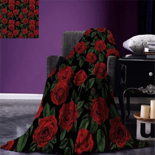 Rose Throw Love Valentines Day Retro Petals with Leaves Ornamental Growth Pattern Warm Microfiber Blanket