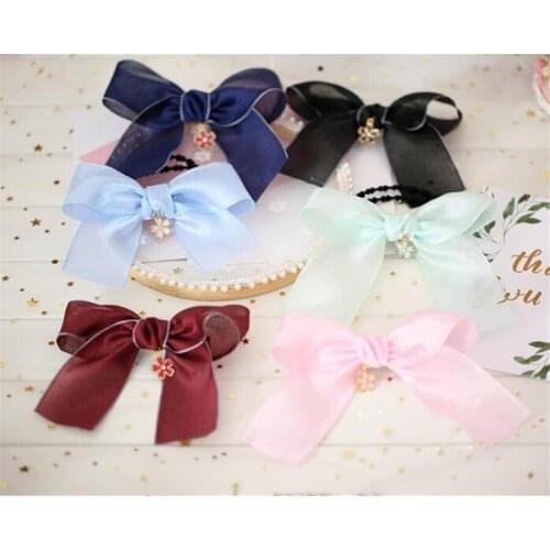 Chiffon Bowkot Sakura Pendant Girl Sweet Lolita Hairpin Hair Circle Womens Cosplay Headwear Hair Accessory D331