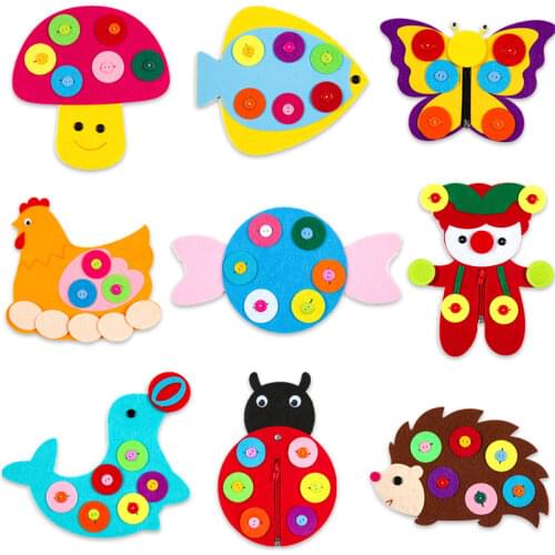 EVA Cute Creative DIY Cartoon Handmade Non-Woven Fabric Material Button Preschool Tools Early Educational Puzzles Toys for Kids