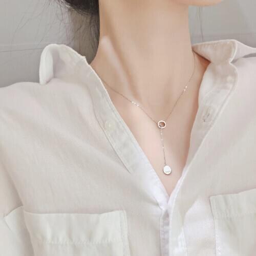 Temperament Simple 925 Sterling Silver Tassel Pendants Necklaces for Women Wedding Party Jewelry Circle Clavicle Chokers Gift