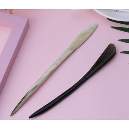 Vintage Hairpin Chinese Ancient Hair Updo Style Retro Natural Ox Horn Headwear