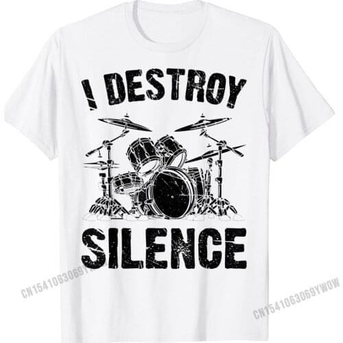 I Destroy Silence Drumming Vintage Drummer Drumset Drum Set T-Shirt New Arrival Men T Shirt Design Tops & Tees Harajuku Casual