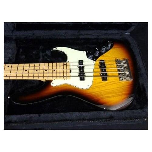 Top quality FDJB-5012 2TS color solid Ash body white plate 5 strings electric Jazz Bass , Free shipping