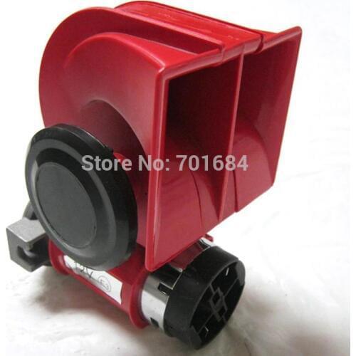 Wotefusi Air Horn Trumpet 139dB Car Truck For Snail Nautilus Standard 12V Red Twin Auto [QPL38]