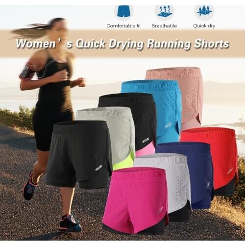 Lixada Women 2 In 1 Running Shorts Elastic Waist Running Tight Yoga Short Woman Sports Short Pink Gym Fitness Shorts Sportswear