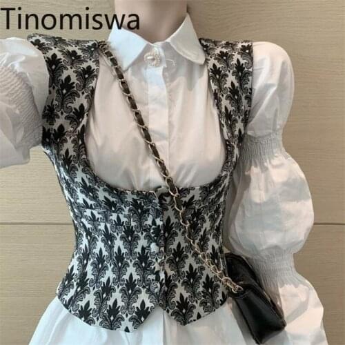 Tinomiswa Single Breasted Vest Women Contrast Color Printed Casual Vintage Waistcoat New Fashion Korean Jackets Ropa Mujer A2040