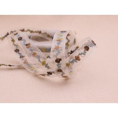 1.2cm*2yard flower embroidery trimmings and Ribbon DIY hair accessories Craft supplies for Choker collar patches